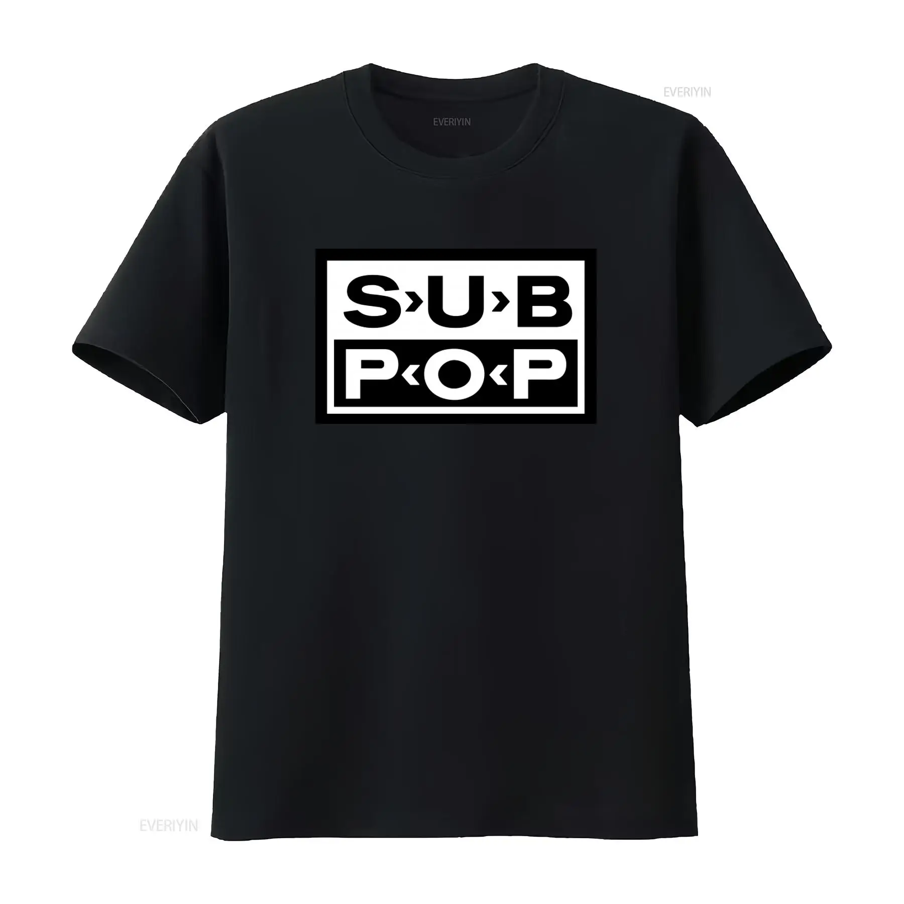 Sub Pop Logo T Shirt Black wit - Vintage Fashion Logos ulasan dan harga