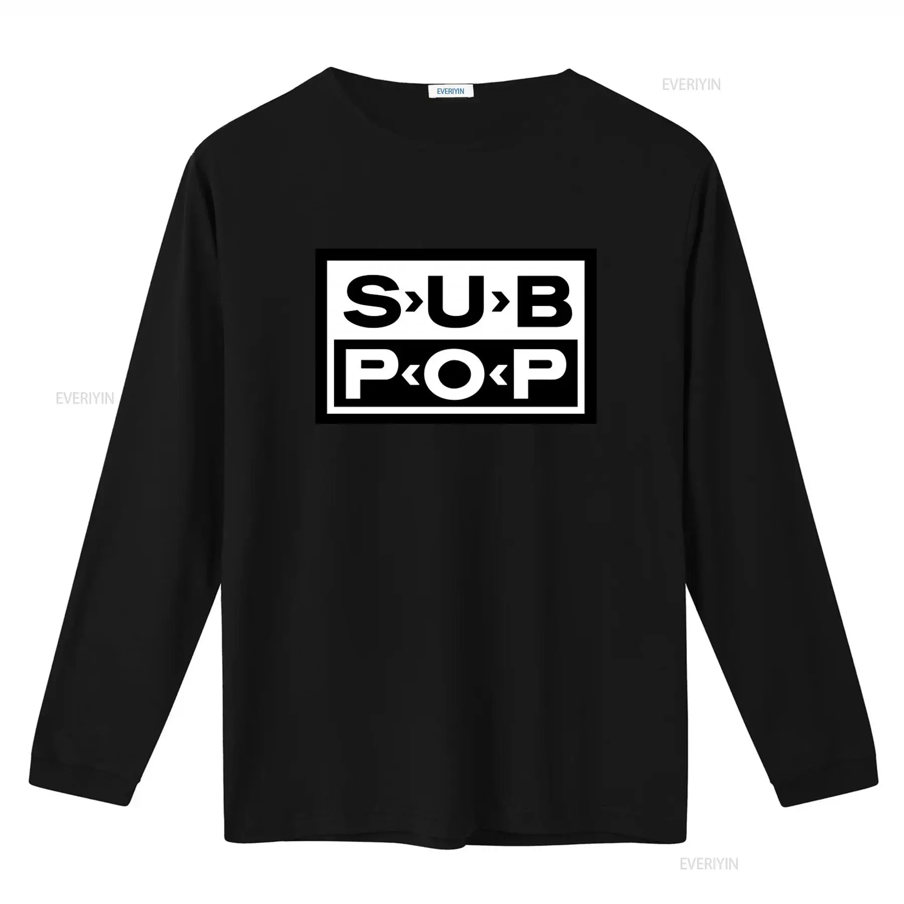Sub Pop Logo T Shirt Black wit - Vintage Fashion Logos ulasan dan harga