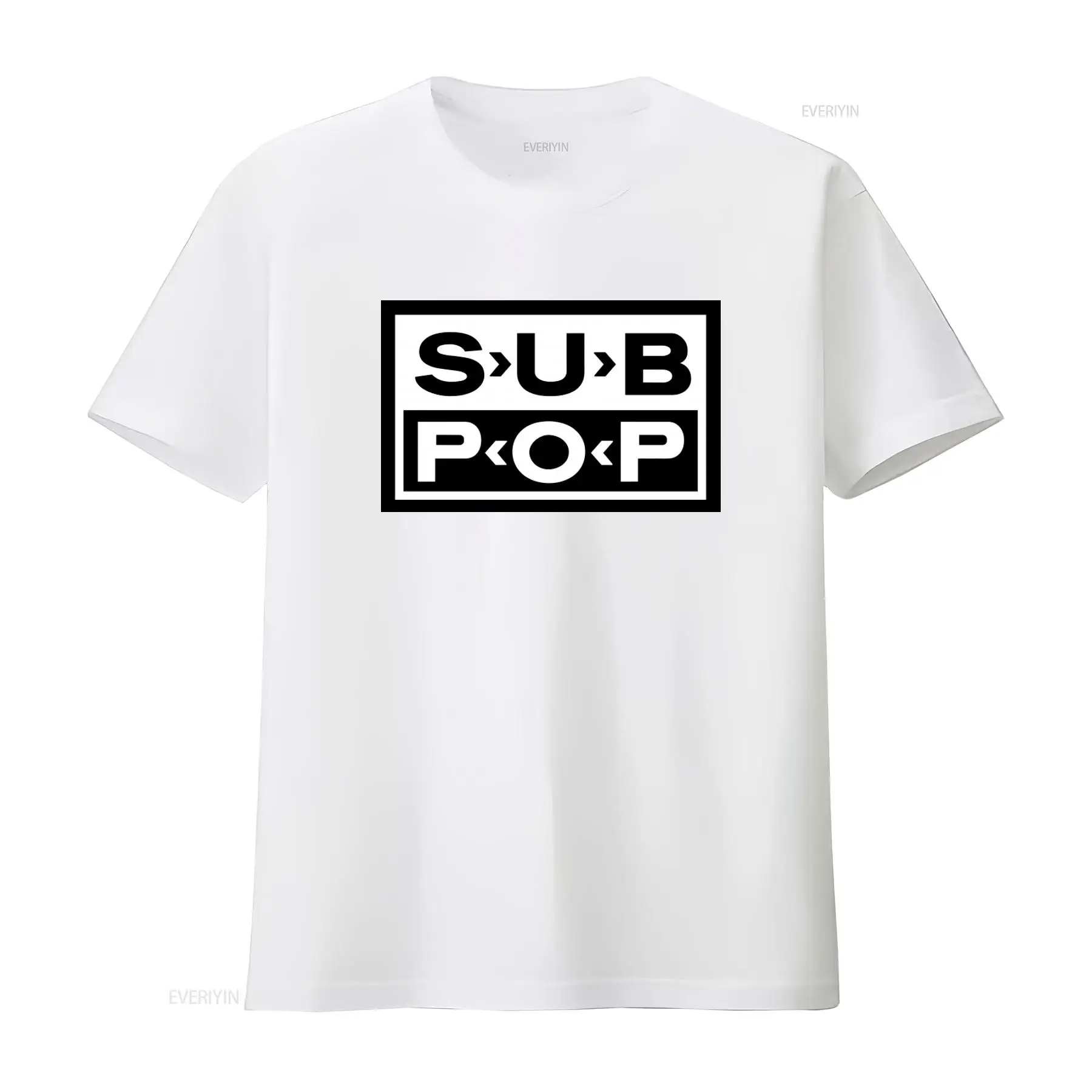 Sub Pop Logo T Shirt Black wit - Vintage Fashion Logos ulasan dan harga