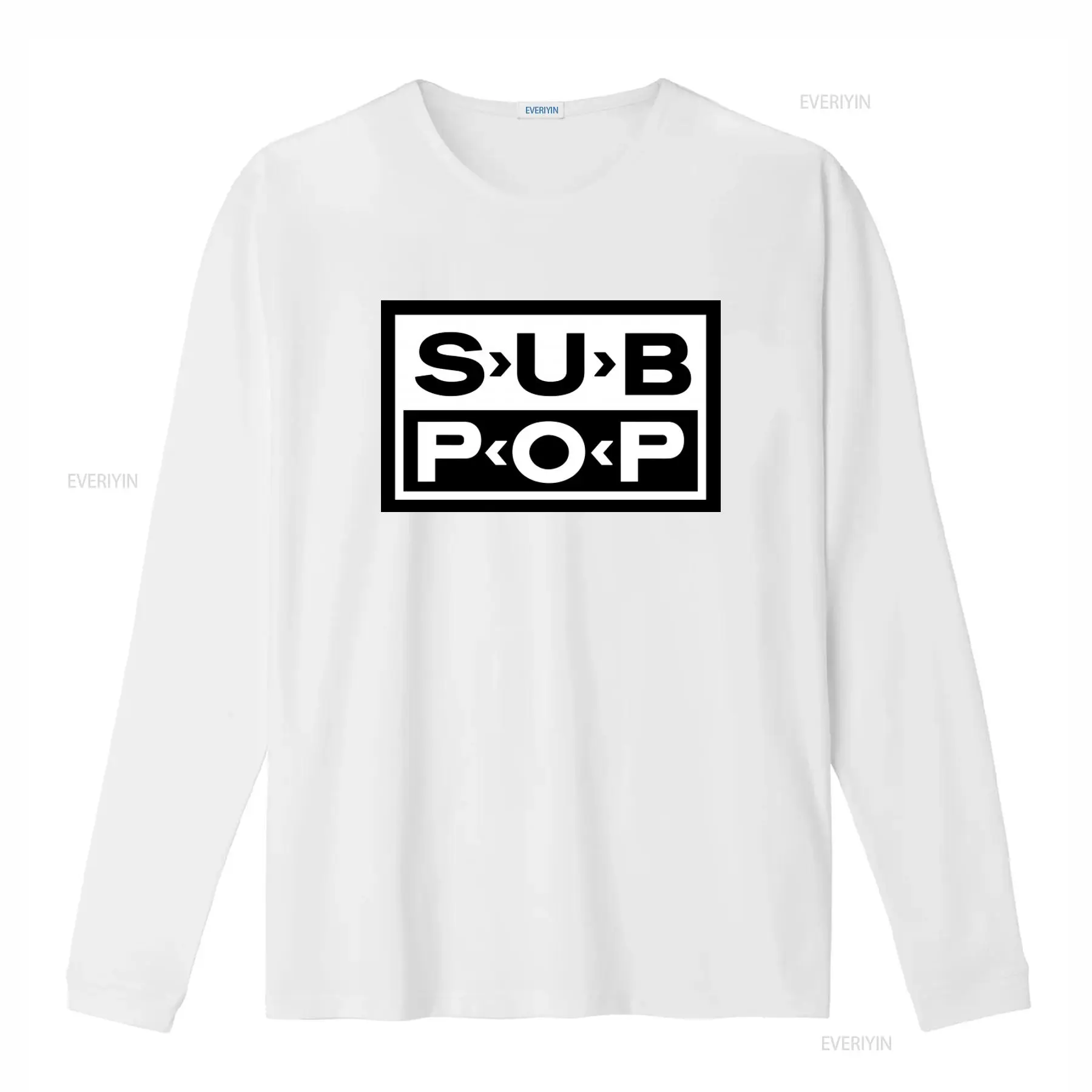 Sub Pop Logo T Shirt Black wit - Vintage Fashion Logos ulasan dan harga