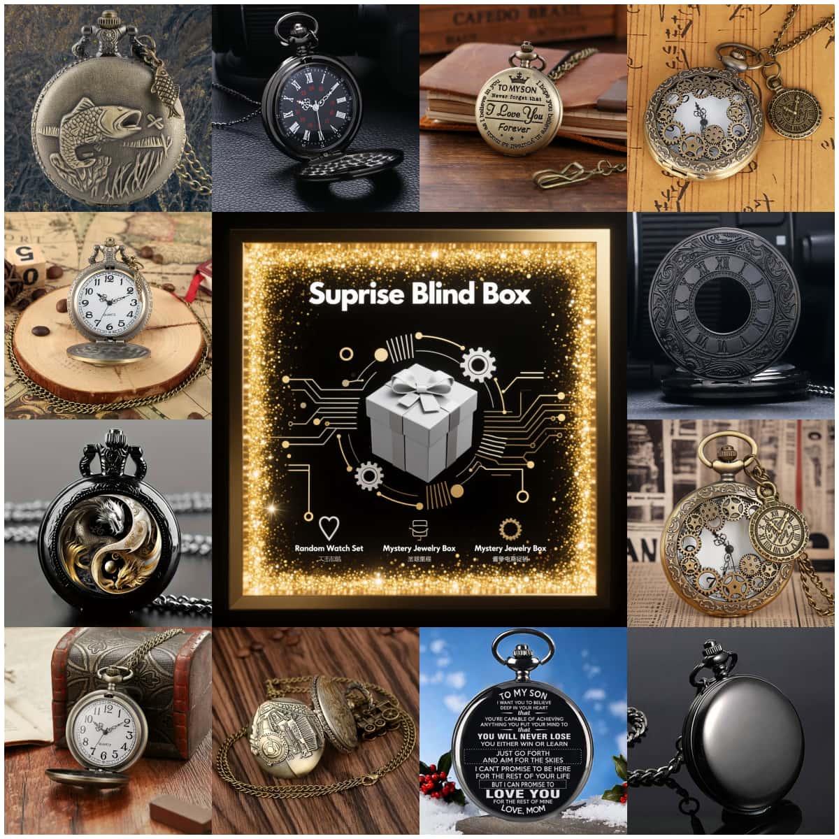 1PC Surprise Mystery Watch Bli - Vintage Fashion Mens ulasan dan harga