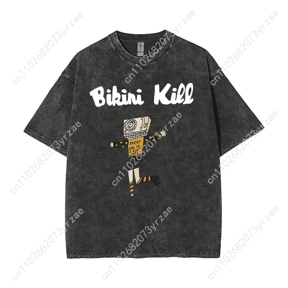 Bikini Kill Retro Wash Tshirt  - Vintage Fashion T Shirts ulasan dan harga