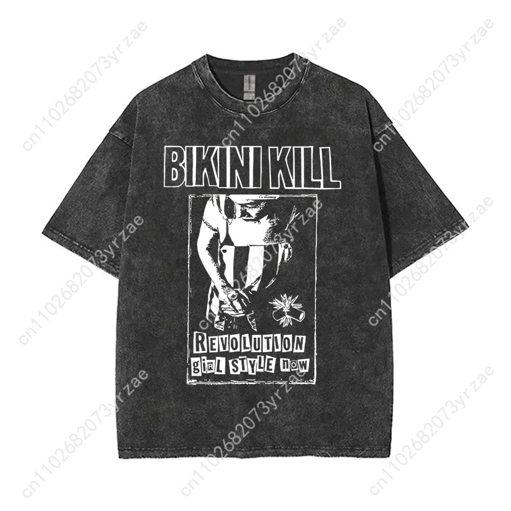 Bikini Kill Retro Wash Tshirt  - Vintage Fashion T Shirts ulasan dan harga