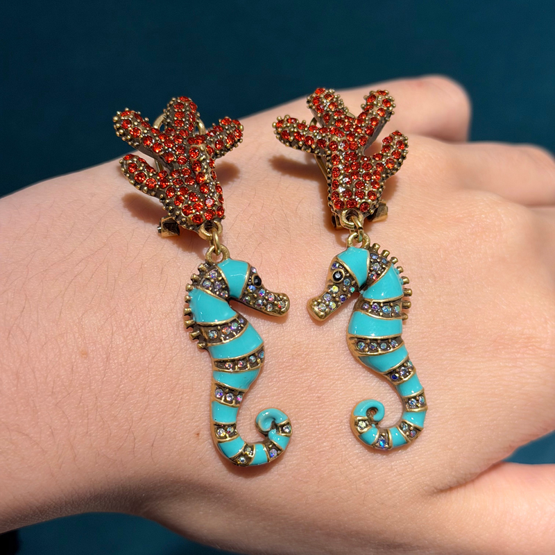 Vintage Blue Seahorse Drop Ear - Vintage Fashion Trends 2025 ulasan dan harga