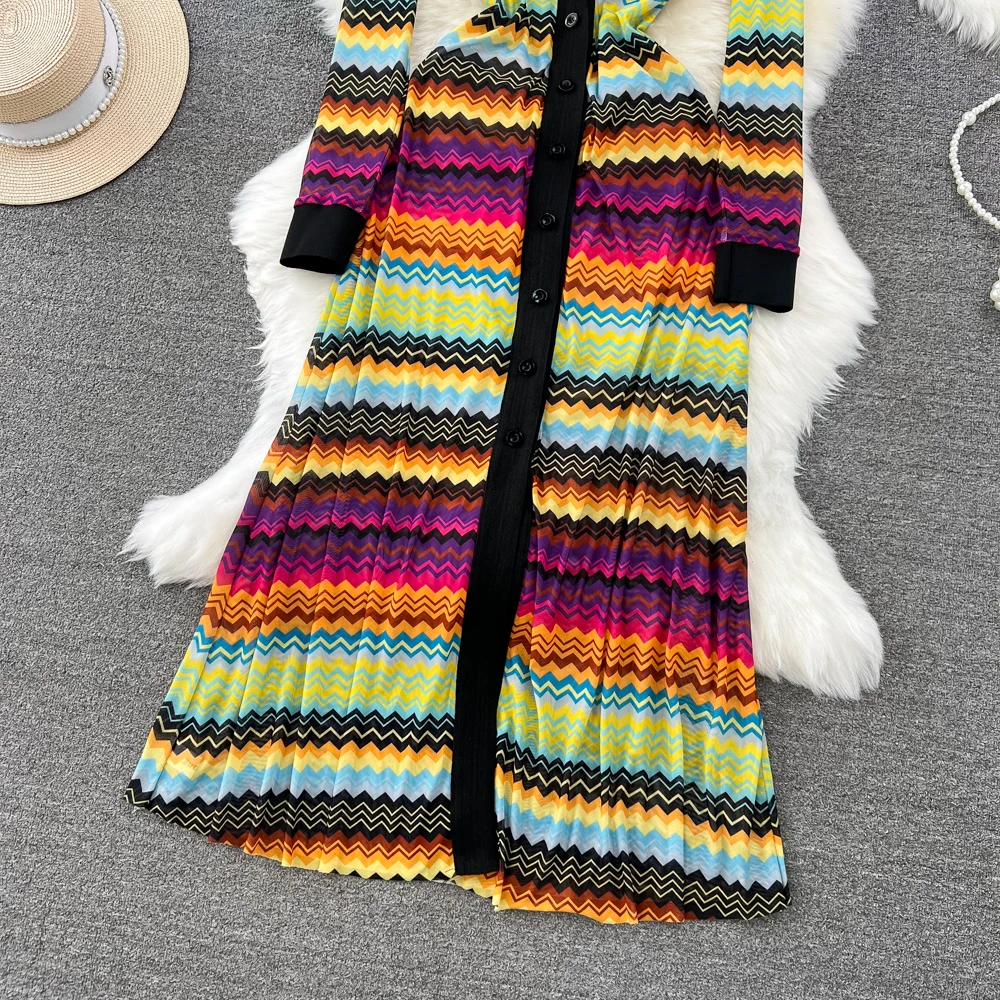 Runway Fashion V-neck Rainbow  - Vintage Fashion Runway ulasan dan harga